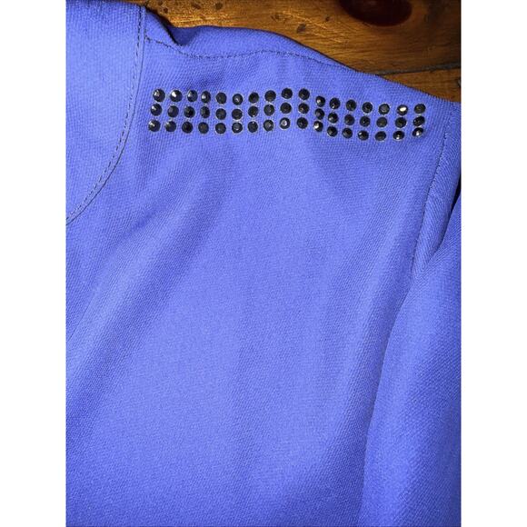 Jennifer Lopez Blue Button Blouse Studded Shoulders Long Sleeve - XL - Picture 4 of 9